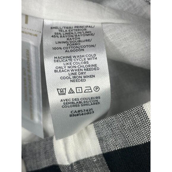 New Loft Gingham Button V-neck Dress size 0P Black/White - Picture 4 of 7